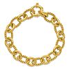 14k Yellow Gold Italian Twisted and Polished Oval Link Bracelet 8in