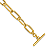 14k Yellow Gold Italian Paper Clip Link Toggle Bracelet 7.5in