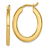 14k Yellow Gold Square Edge Oval Hoop Earrings
