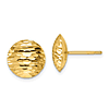 14k Yellow Gold Diamond-cut Round Button Post Earrings