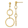 14k Yellow Gold Circle Link Dangle Earrings