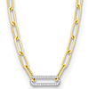 Herco 14K Two-tone Gold Diamond Paper Clip Link Necklace