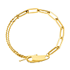 14k Yellow Gold Mixed Paper Clip and Rope Bracelet 7.5in
