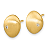 14k Yellow Gold Satin Pebble Button Earrings with Diamonds