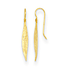 14k Yellow Gold Diamond Slender Leaf Dangle Earrings