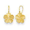 14k Yellow Gold Diamond Plumeria Flower Dangle Earrings