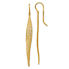 14k Yellow Gold .04 ct tw Diamond Long Slender Leaf Dangle Earrings 2.25in