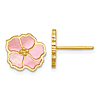 14k Yellow Gold Pink Mother of Pearl Flower Earrings