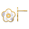 14k Yellow Gold Mother of Pearl Flower Earrings