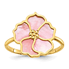 14K Pink and White Mother of Pearl Flower Ring Size 6.5