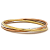 14k Tri-Color Gold Set of 3 Slip-On Bangle Bracelet