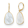14k Yellow Gold Mother of Pearl Leverback Dangle Earrings