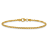 14k Yellow Gold Solid Slender Wheat Chain Bracelet 7in