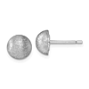 18k White Gold Satin 8mm Button Post Earrings