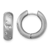 18k White Gold .20 ct tw Diamond Hinged Round Hoop Earrings with Satin Finish