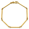 18k Yellow Gold Slender Bar and Circle Link Bracelet
