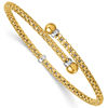 18k Two-tone Gold Flexible Bangle Bracelet with Beaded Ends