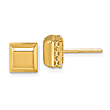 18k Yellow Gold Beveled Edge Square Post Earrings With Fancy Gallery