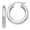 18k White Gold 3/4in Classic Round Hoop Earrings 4mm Thick