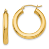 18k Yellow Gold 3/4in Classic Round Hoop Earrings 4mm Thick