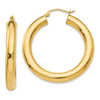 18k Yellow Gold 1in Classic Round Hoop Earrings 5mm Thick