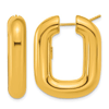 18k Yellow Gold Rectangular Hoop Earrings 1.25in