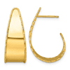 18k Yellow Gold J-Hoop Earrings with Diamond-cut Edges 1in