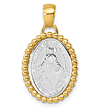 18k Two-tone Gold Miraculous Medal with Beaded Border
