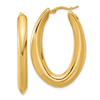 18k Yellow Gold Graduated Oval Hoop Earrings Knife Edge 1.6in