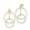 18k Yellow Gold Double Ring and Bar Earrings