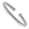 18k White Gold .17 ct tw Diamond Grooved Cable Cuff Bangle Bracelet