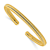 18k Yellow Gold Polished and Grooved Cuff Bangle Bracelet 4mm Wide