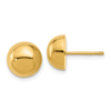 18k Yellow Gold 10mm Button Post Earrings