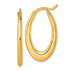 18k Yellow Gold Graduated Oval Hoop Earrings 1in