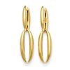 18k Yellow Gold Oval Link Dangle Hoop Earrings