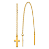 24k Yellow Gold Cross Threader Earrings