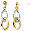 14k Two-tone Gold Polished Hanging Ovals Dangle Earrings