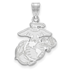 14k White Gold Eagle Globe and Anchor Pendant 3/4in