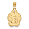 14k Yellow Gold University of South Dakota Paw Pendant 3/4in