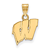 14kt Yellow Gold 1/2in University of Wisconsin W Pendant