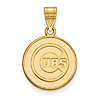 14kt Yellow Gold 5/8in Chicago Cubs Round Laser-cut Pendant
