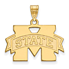 Mississippi State University Pendant 5/8in 14k Yellow Gold