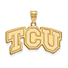 10kt Yellow Gold 5/8in Texas Christian University TCU Logo Pendant