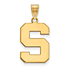 14kt Yellow Gold 3/4in Michigan State University Block S Pendant