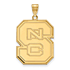 14k Yellow Gold 1in North Carolina State University Block S Pendant