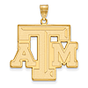 14kt Yellow Gold 1in Texas A&M University Beveled Pendant