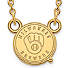 10k Yellow Gold Milwaukee Brewers Logo Pendant on 18in Chain