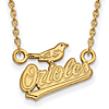 14k Yellow Gold 1/2in Baltimore Orioles Baseball Pendant on 18in Chain