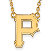 10k Yellow Gold 5/8in Pittsburgh Pirates P Pendant on 18in Chain