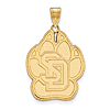 14k Yellow Gold University of South Dakota Paw Pendant 1in